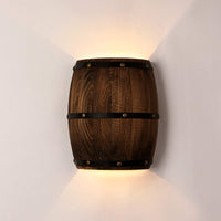 1 x RAW Customer Returns Newrays 2 Lamp Sockets Antique Wood Wine Barrel Wall Light Up and Down Indoor Wall Lights for Bar Area Steampunk Theme 1 Pack  - RRP €50.79