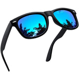 1 x RAW Customer Returns Joopin Rectangular Sunglasses Men Blue Mirrored and Men Sunglasses Polarized UV400 Vintage Sunglasses Women Mirror for Driving and Tourism Blue Black  - RRP €19.15