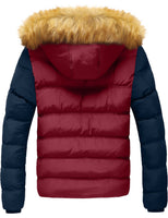 4 x Brand New SZORY Men s Winter Coat Short Thick Warm Jacket with Detachable Faux Fur Hood Wine red,L  - RRP €370.36