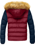 4 x Brand New SZORY Men s Winter Coat Short Thick Warm Jacket with Detachable Faux Fur Hood Wine red,L  - RRP €370.36