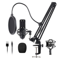 1 x RAW Customer Returns Harsso Professional Condenser Microphone Kit, 192KHz 24Bit PC USB Microphone Set, Laptop Mic with Microphone Stand Shock Absorber Holder Pop Filter for Broadcasting, Recording, YouTube, Podcast - RRP €44.39