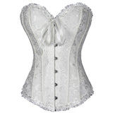 1 x RAW Customer Returns Everbellus Women s Jacquard Overbust Corset Top for Thick Slimming Half Breast Corsage White Large - RRP €22.22