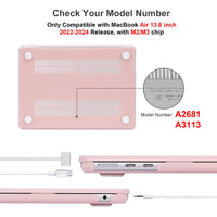 1 x RAW Customer Returns EooCoo Case for MacBook Air 13.6 Inch M2 A2681 M3 A3113 2022 2024 with Touch ID, Matte Plastic Hard Shell Keyboard Cover Polishing Cloths - Pink - RRP €19.14