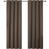 1 x RAW Customer Returns Ystyle 100 Blackout Curtains 2 Pieces, 140 260cm, Linen Effect Curtains for Indoors, Cold and Warm Thermal Insulating Curtain, Living Room Bedroom Curtains, Sound-Absorbing Curtains with Rings, coffee - RRP €45.99