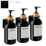 1 x RAW Customer Returns RISAKOGO Soap Dispenser Wall Mounted Without Drilling, Set of 3 500ml Soap Dispenser Wall Black Shampoo Dispenser Shower Dishwashing Liquid Dispenser Shampoo Dispenser for Kitchen Bathroom - RRP €22.61