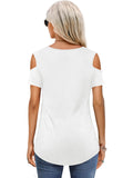 1 x RAW Customer Returns BeLuring Women s Shirts Short Sleeve Open Shoulders Sexy VL Neck Tunic Blouses - RRP €24.08