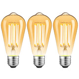 4 x RAW Customer Returns ZIKEY Edison Vintage Light Bulb, 10W E27 ST64 LED Bulbs, Replaces 100W, Warm White 2700K, 1000LM, Not Dimmable, Amber Glass, Pack of 3 - RRP €95.96