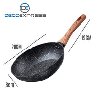 1 x RAW Customer Returns DECO EXPRESS Wok Induction, Coated Pan 24 cm and 28 cm, Deep Pan with Term and Diamond Coating, Non Stick Wok for All Stove Types Brown 28cm  - RRP €27.54