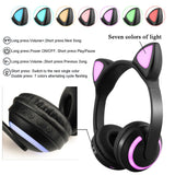 1 x RAW Customer Returns Wireless Over-Ear Headphones, Cat Ears with 7 Colors Bright LED Lights, Bluetooth Stereo, Compatible with Smartphone, Computer, Tablet - RRP €23.99