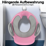 1 x RAW Customer Returns LZQ Children s toilet seat toilet attachment, toilet attachment for children 1-8 years, toilet trainer with anti-slip padding, handle, backrest and splash guard pink  - RRP €21.17