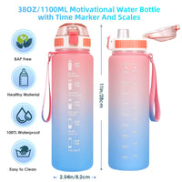 1 x RAW Customer Returns minghaoyuan 1L Sports Water Bottle, BPA Free Straw Water Bottle, Motivational Water Bottle with Signs of Time, Leak Proof for Gym, Office, Camping, Running C  - RRP €9.83