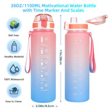 1 x RAW Customer Returns minghaoyuan 1L Sports Water Bottle, BPA Free Straw Water Bottle, Motivational Water Bottle with Signs of Time, Leak Proof for Gym, Office, Camping, Running C  - RRP €9.83