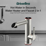 1 x RAW Customer Returns Briwellna Stainless Steel Electric Tap, 220V Hot Water Tap, Instant Hot Water Tap for Bathroom, Electric Tap with Digital Display, Tankless Water Heater Silver  - RRP €99.99