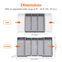 1 x RAW Customer Returns Lifewit Cutlery Tray for Drawers, Expandable Large Cutlery Tray for Kitchen, Adjustable Cutlery Insert for Drawers, Plastic Kitchen Accessories, Divider Insert, Large, Gray - RRP €21.76