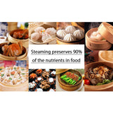 1 x RAW Customer Returns Hcooker 21cm bamboo steamer, 3-tier kitchen bamboo steamer with reinforced stainless steel edge, with 1 pair of chopsticks and 3 cotton towels, for rice, dim sum, vegetables, fish meat dumplings etc. - RRP €30.24