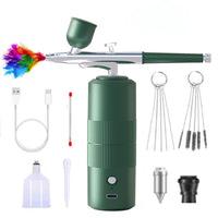 1 x RAW Customer Returns Airbrush Kit with Professional Airbrush Compressor, 36 PSI Rechargeable Cordless Airbrush for Tattoos, Makeup, Nails, Model, Hobby Art - for Professionals and Beginners Green-A05  - RRP €39.52