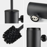 1 x RAW Customer Returns Black Toilet Brush, WAVEWO Stainless Steel Toilet Brush Holder with Container, Bathroom Brush with Splash-Proof Design, Enclosed Toothbrush for Bathroom, Hanging Standing, 8.8 8.8 39 - RRP €33.14