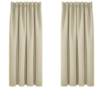 1 x RAW Customer Returns Deconovo blackout curtains with ruffle tape curtain for balcony doors, thick thermal curtain, cold protection, warm heat protection, 160 x 132 cm height x width , beige, set of 2 - RRP €29.28