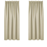 1 x RAW Customer Returns Deconovo blackout curtains with ruffle tape curtain for balcony doors, thick thermal curtain, cold protection, warm heat protection, 160 x 132 cm height x width , beige, set of 2 - RRP €29.28