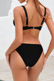 1 x Brand New SHEKINI Women s Two Piece Swimsuit Lace up Drawstring Bikini Top Adjustable Shoulder Strap Low Waist Triangle Bottom Bikini Two Piece Swimsuits Women Beach Bikini M, Black  - RRP €29.42