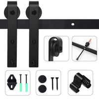 1 x RAW Customer Returns TSMST 213CM Sliding Door Fitting Set, Black Track Set Suitable for a Single Wooden Door, J-Shape - RRP €77.64