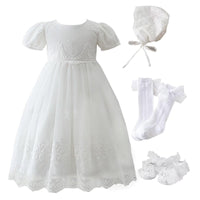 1 x RAW Customer Returns Leideur Baby Girl Baptism Dress Long White Wedding Dresses Formal Wedding Dresses for Newborns White 3pcs, 12 Months  - RRP €39.99