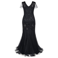 1 x RAW Customer Returns IBTOM CASTLE Cocktail Dress Women Party Dress Gatsby Costume Transparent Flapper 1920 V Neck Evening Dress Sequin Sleeveless Evening Art Decor Tango Latin Black XL 2XL - RRP €27.6