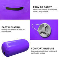 1 x RAW Customer Returns Home U Roll Gymnastics Inflatable Air Rolls Yoga Gymnastics Cylinder Gym Home U Barrel with Pump Purple, 120x90cm  - RRP €99.0