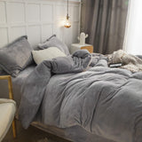 1 x RAW Customer Returns Omela Warm Fleece Winter Bed Linen 200x220 Silver Gray Cashmere Touch Plush Duvet Cover with Pillowcase 80x80 cm 3-Piece Fluffy Coral Fleece Microfibre Winter Bed Linen Set Zip - RRP €50.41