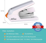 1 x RAW Customer Returns Deli Labor-saving stapler, office stapler for 40-50 sheets capacity, with 1500 staples and staple remover, for office school home desk accessories metal stapler white  - RRP €15.99