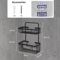 4 x Brand New Duwee 2 Tier Shower Caddy, Wall Mounted Shower Shelf Organizer, Aluminum Rustproof Shower Storage Rack for Shower, Toilet, Dorm, Kitchen, Black - RRP €81.6