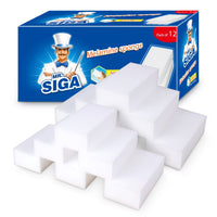 1 x RAW Customer Returns MR.SIGA Melamine Dirt Eraser Miracle Sponge Cleaning Sponge Magic Sponge For Kitchen Household, 12 Pieces, Size 12 x 6 x 3cm - RRP €10.48