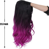 1 x RAW Customer Returns Ombr wig purple long wavy wig for women side part dyed synthetic heat resistant wig for daily party costume - RRP €27.22