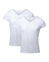 1 x RAW Customer Returns DANISH ENDURANCE Short Sleeve T-Shirt Made of Modal Organic Cotton, Breathable Stretch, for Women, Pack of 2 V-Neck - White, L  - RRP €28.95