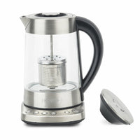 1 x RAW Customer Returns H.Koenig TI700 Teapot Instant T Electric Glass Kettle 1.7L with Infuser Stainless Steel Tea Filter 2400W Compact, Pressure Cooker, Adjustable Thermostat 70 to 100 C, Keep Warm, 2 Lids - RRP €59.99