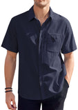 1 x Brand New GAMISOTE Men s Casual Shirt Short Sleeve Cotton Summer Shirt Button Down Summer Shirt Regular Fit - RRP €28.21