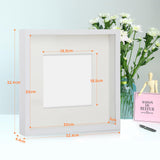 1 x RAW Customer Returns Anhow 2-pack 3D picture frames 30x30 cm depth 3 cm , picture frames to fill with beige passepartout suitable for 20x20 cm photos - white - RRP €35.96