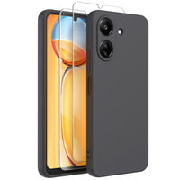 1 x RAW Customer Returns FUNHULLUN Case Compatible with Xiaomi Redmi 13C Cell Phone Case with 2 Pieces Glass Film, Microfiber Lining Protective Case Liquid Silicone Thin Soft Protection Shockproof Scratch-Resistant Case - Black - RRP €21.6