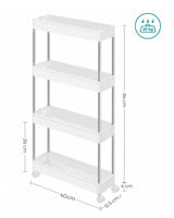 1 x RAW Customer Returns SONGMICS 4-Tier Storage Cart, Rolling Cart with Wheels, Space-Saving Kitchen Cart in Bathroom Office, 12.5 x 40 x 88 cm, Cloud White KSC08WT - RRP €23.99