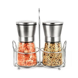 2 x Brand New Salt and pepper mill set with stand with adjustable, corrosion-free ceramic grinder - RRP €40.8