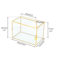 1 x RAW Customer Returns NCYP 26cm Large Geometric Glass Card Box Terrarium with Slot and Heart Lock Base Gold Handmade Brass for Wedding Reception Wishwell Keepsake Centerpiece Glass Box and Lock Only - RRP €46.8