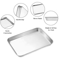 1 x RAW Customer Returns Wildone Baking Sheet Set of 2, Stainless Steel Oven Tray Cake Tray, Size 25.4 x 20.3 x 2.5 CM, Non-Toxic Healthy, Easy to Clean Dishwasher Safe - RRP €15.99