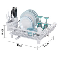 1 x RAW Customer Returns JOUING Dish Drainer Tableware White Dish Drainer with Cutlery Holder Dish Drainer with Drip Tray Metal Dish Rack for Sink Dish Drainer with Utensil Holder White  - RRP €27.99