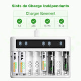 1 x RAW Customer Returns EBL LCD quick charger with 8 pieces AA 2800 mAh rechargeable batteries, quick charge 5 V 2 A, with discharge function - RRP €21.6