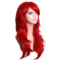 1 x RAW Customer Returns Falamka Heat Resistant Dark Red Wig Cosplay Long Curly Red  - RRP €19.99