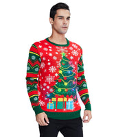 1 x RAW Customer Returns IDGREATIM Men LED Light Up Christmas Sweater WoUomo Xmas Cute 3D Santa Mermaid Print Long Sleeve Ugly Christams Sweater Xmas Sweatshirt M - RRP €37.61