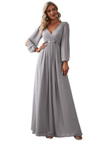 1 x RAW Customer Returns Ever-Pretty Elegant A-Line V-Neck Formal Dress Evening Dresses 00461 Grey 46 - RRP €77.99