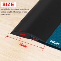 1 x RAW Customer Returns PVC transition profile self-adhesive floor carpet laminate transition strip self-adhesive floor transition strip for carpet threshold transition height less than 5 mm black, 6 m  - RRP €17.14