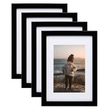 1 x RAW Customer Returns Egofine A5 picture frame set of 4, wooden frame with acrylic glass, composite wood picture frame for table and wall mounting, black - RRP €20.16