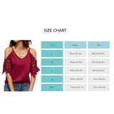 1 x RAW Customer Returns Greensen Women s Cold Shoulder Loose V-Neck Blouse, Summer Pure Color Blouses with Lace Sleeves, Elegant Short Sleeve Shirt for Daily Shopping XL-Red  - RRP €21.6